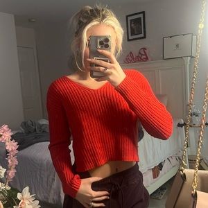 Crimson red crop sweater